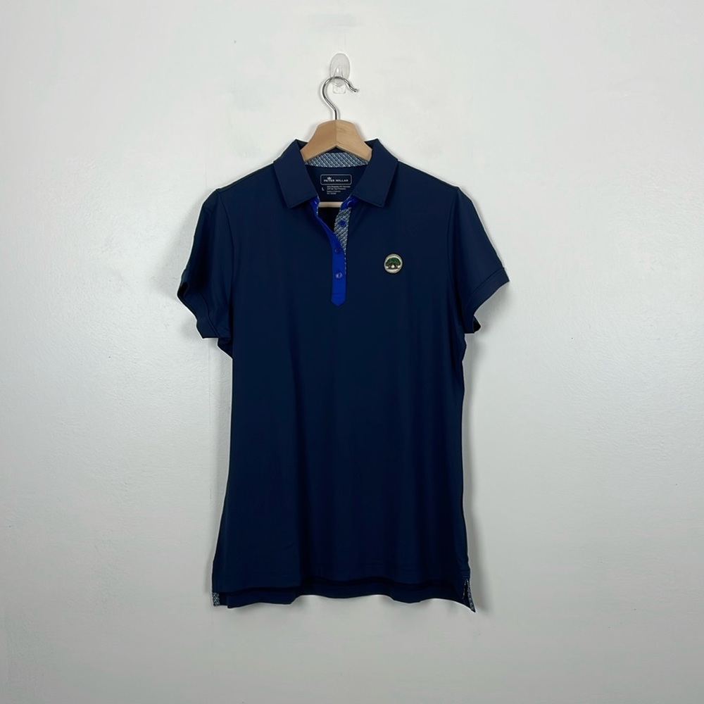 Peter Millar Women L Short Sleeve Pullover Polo Golf Shirt 3/4 Button Casual Top